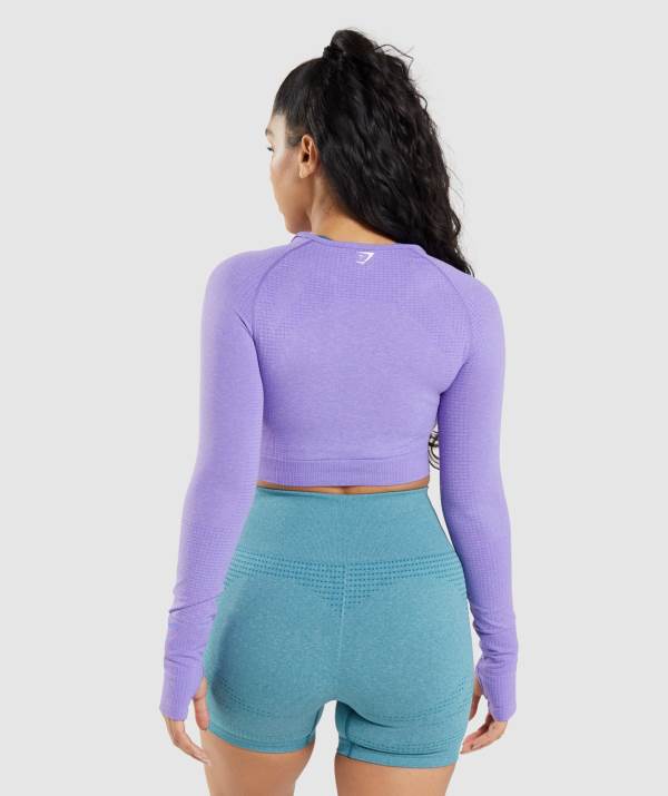 Damske Crop Top Gymshark Vital Seamless 2.0 Long Sleeve Svetlo Nachový | GL6093857